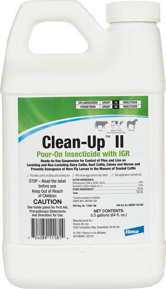 Bayer Clean Up II (Pour on insecticide with IGR) 0.5 Gallons (64 fl. oz.)