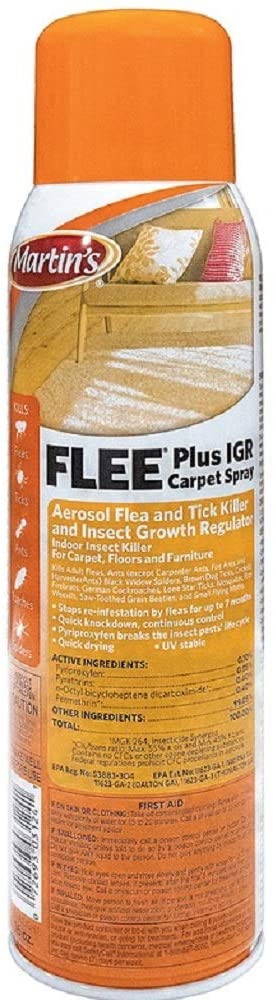 Martin's Flee 16 oz IGR (Insect Growth Regulator) Spray for Flea, Tick, Spiders, Ants & Bed Bugs on Carpets, Floors, Furniture